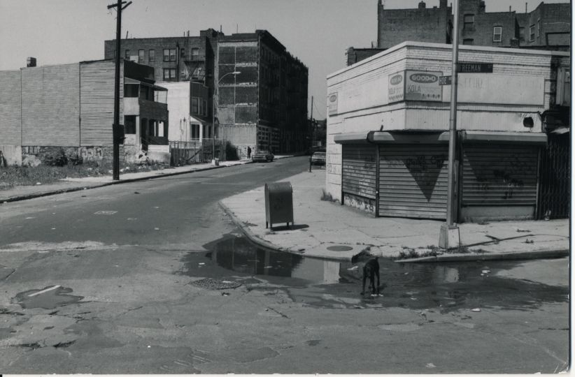 Phill Niblock Streetcorners in the South Bronx, 1979, Pigment Print, 10h x 8w in, Courtesy of Phill Niblock and Fridman Gallery.